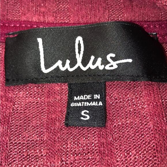 Lulus Deep V-neck Ribbed Sweater Women's Size Small Burgundy Red Knit Top - Picture 5 of 8